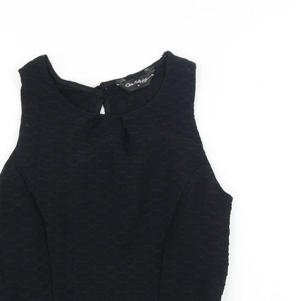Miss Selfridge Womens Black Polyester Basic Blouse Size 10 Round Neck