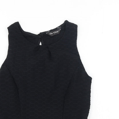 Miss Selfridge Womens Black Polyester Basic Blouse Size 10 Round Neck