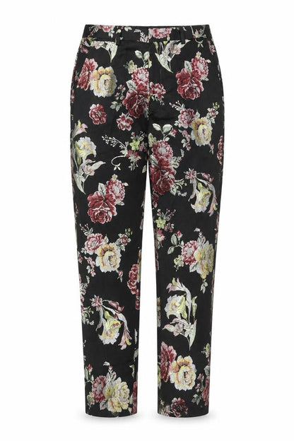 Eight Paw Womens Multicoloured Floral Cotton Trousers Size 32 in Regular Hook & Eye