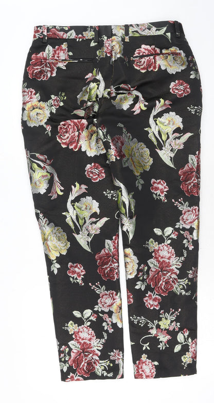 Eight Paw Womens Multicoloured Floral Cotton Trousers Size 32 in Regular Hook & Eye