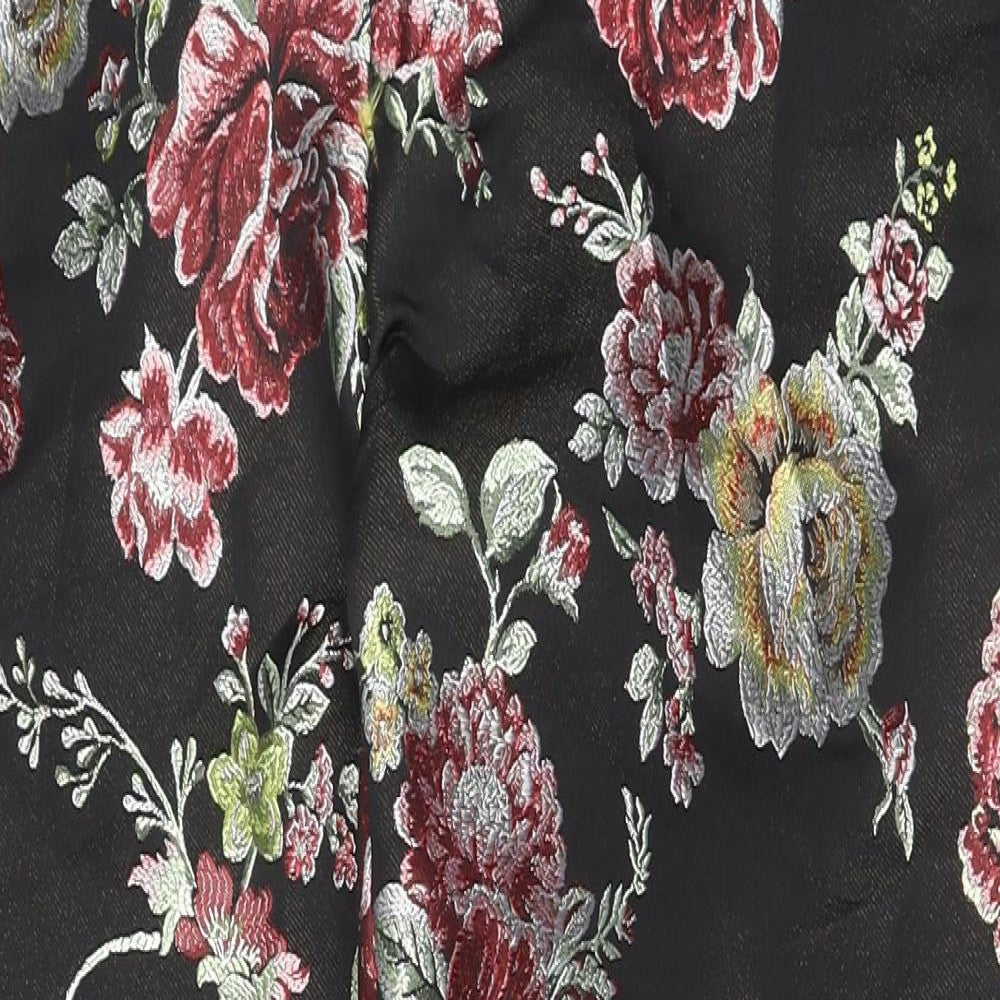 Eight Paw Womens Multicoloured Floral Cotton Trousers Size 32 in Regular Hook & Eye