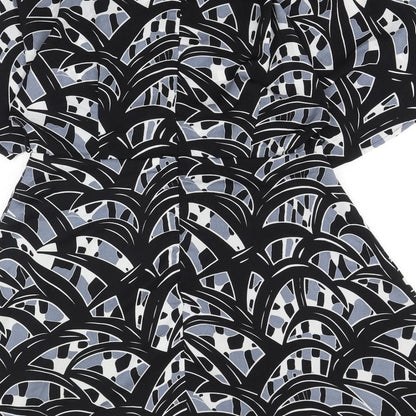 Glamourous Womens Grey Geometric Polyester Skater Dress Size M Boat Neck Zip