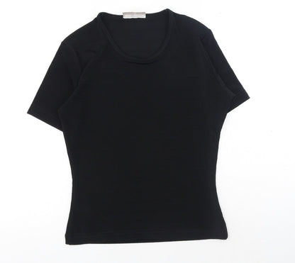 Womens UK Size S Country Casuals Black Basic T-Shirt