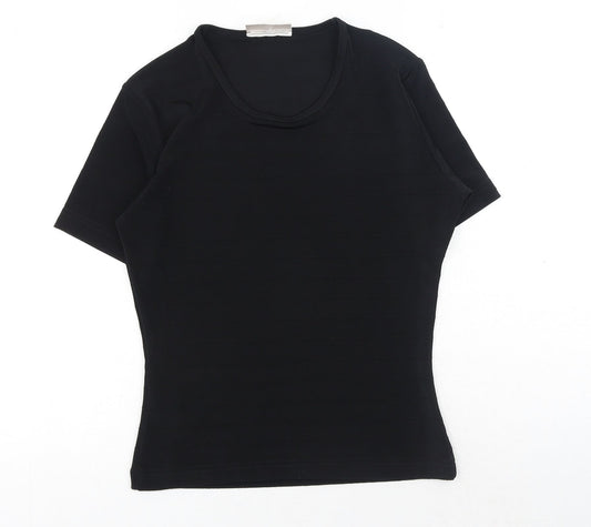 Womens UK Size S Country Casuals Black Basic T-Shirt