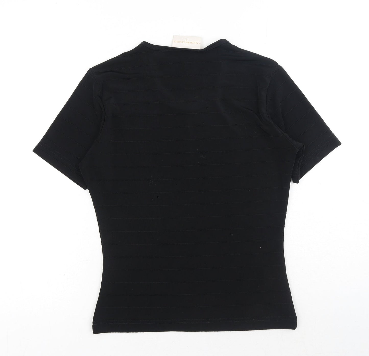 Womens UK Size S Country Casuals Black Basic T-Shirt