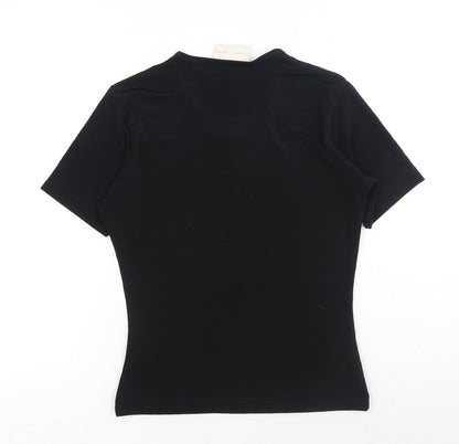 Womens UK Size S Country Casuals Black Basic T-Shirt