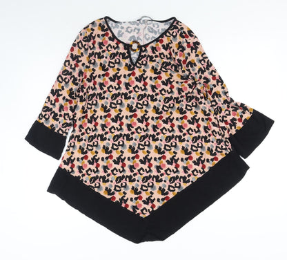 George Womens Pink Animal Print Viscose Basic Blouse Size 14 Scoop Neck