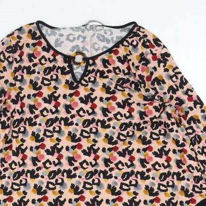 George Womens Pink Animal Print Viscose Basic Blouse Size 14 Scoop Neck