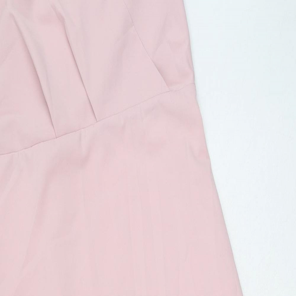 SheIn Womens Pink Polyester A-Line Size L V-Neck Pullover