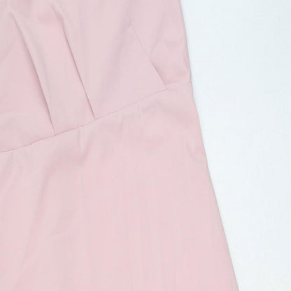 SheIn Womens Pink Polyester A-Line Size L V-Neck Pullover