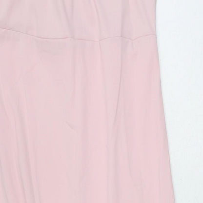 SheIn Womens Pink Polyester A-Line Size L V-Neck Pullover