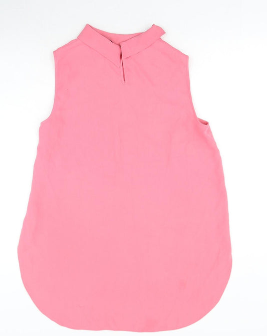 F&F Womens Pink Polyester Basic Blouse Size 14 Round Neck