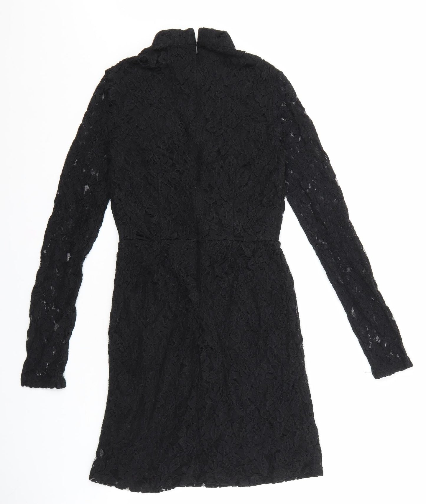 FOREVER 21 Womens Black Cotton Bodycon Size S Mock Neck Zip