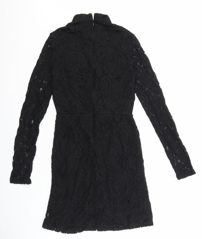 FOREVER 21 Womens Black Cotton Bodycon Size S Mock Neck Zip