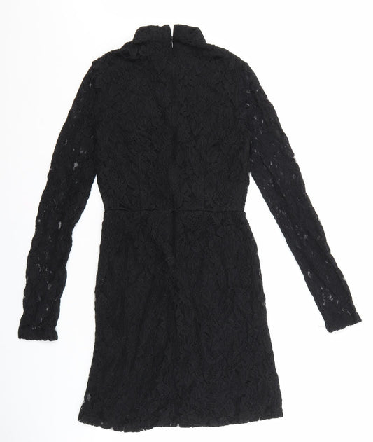 FOREVER 21 Womens Black Cotton Bodycon Size S Mock Neck Zip