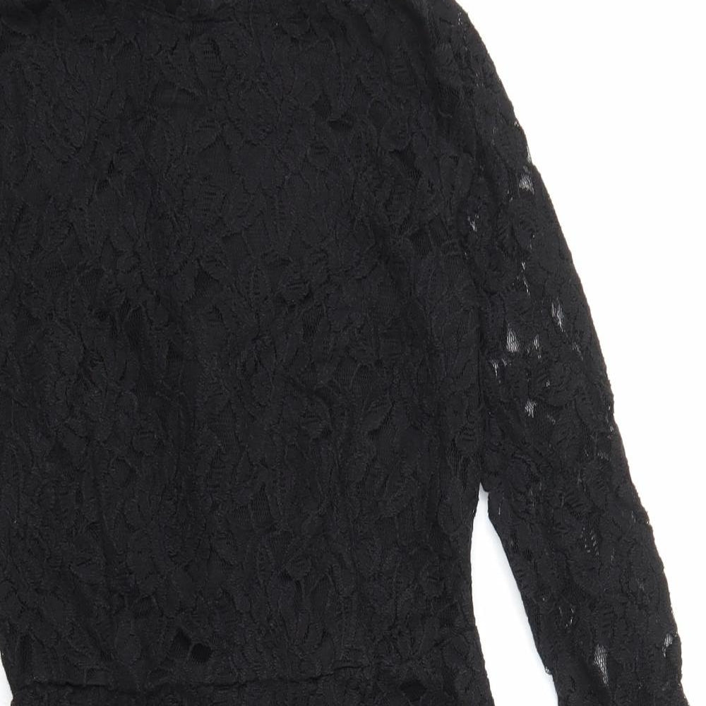 FOREVER 21 Womens Black Cotton Bodycon Size S Mock Neck Zip