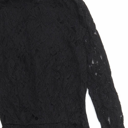 FOREVER 21 Womens Black Cotton Bodycon Size S Mock Neck Zip