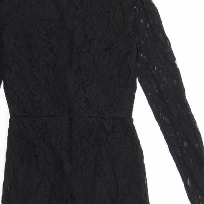 FOREVER 21 Womens Black Cotton Bodycon Size S Mock Neck Zip