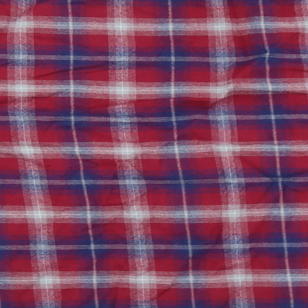 Essentiel Womens Red Plaid 100% Cotton Basic T-Shirt Size 12 Round Neck