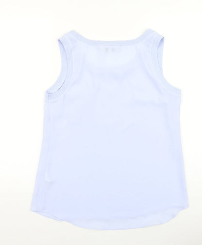 Papaya Womens Blue Polyester Basic Tank Size 12 Scoop Neck