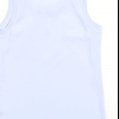Papaya Womens Blue Polyester Basic Tank Size 12 Scoop Neck