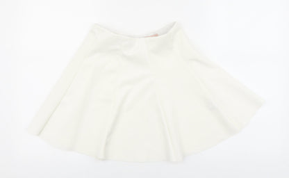 Bershka Womens White Viscose Skater Skirt Size M