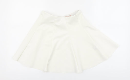 Bershka Womens White Viscose Skater Skirt Size M