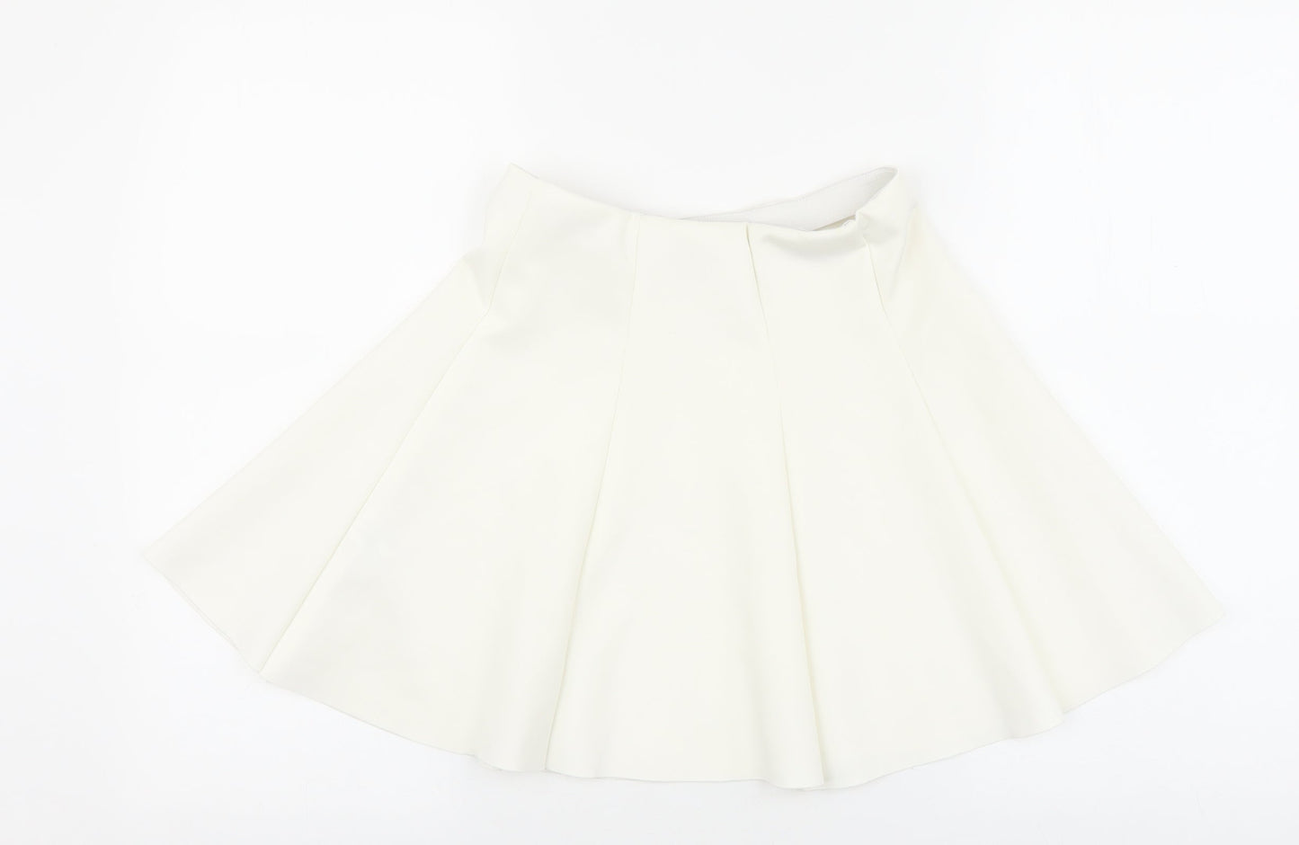 Bershka Womens White Viscose Skater Skirt Size M