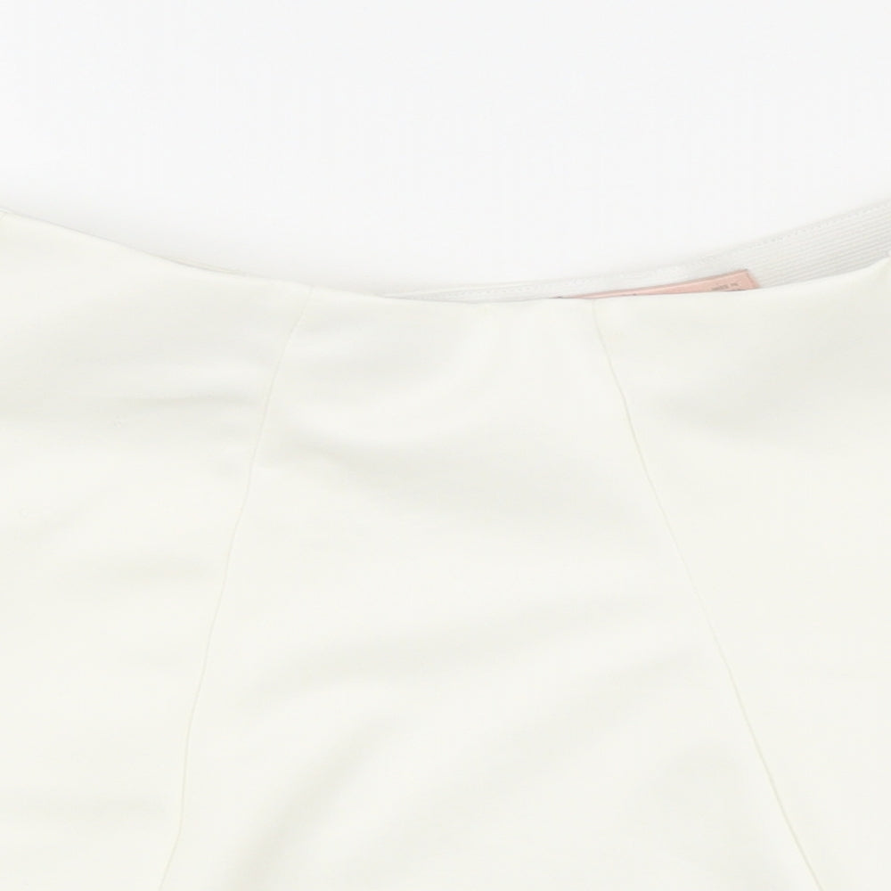 Bershka Womens White Viscose Skater Skirt Size M
