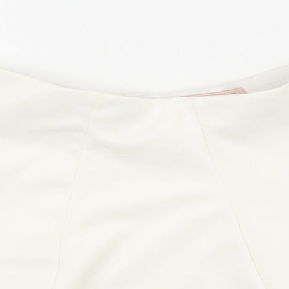 Bershka Womens White Viscose Skater Skirt Size M