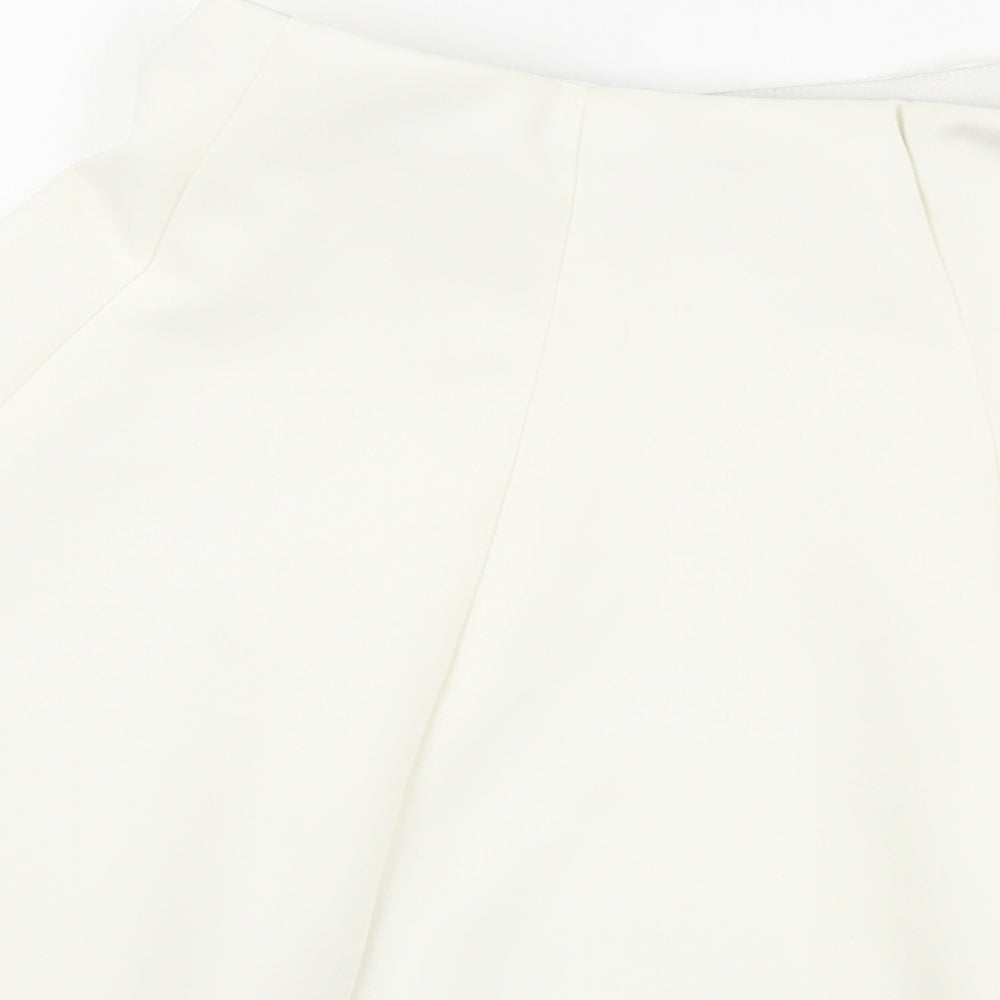 Bershka Womens White Viscose Skater Skirt Size M