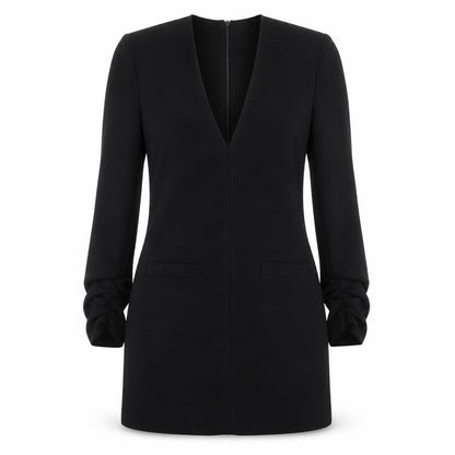 Zara Womens Black Polyester Sheath Size XS V-Neck Zip