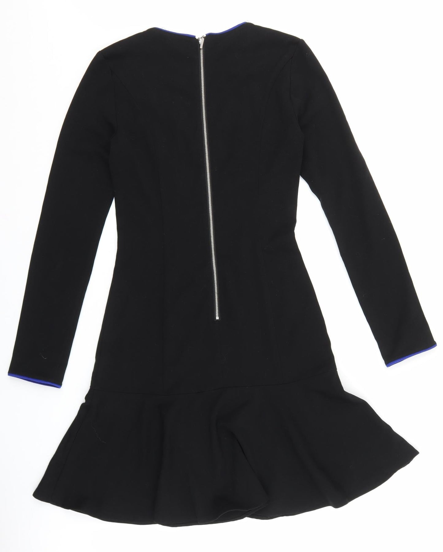H&M Womens Black Polyester A-Line Size 6 Round Neck Zip