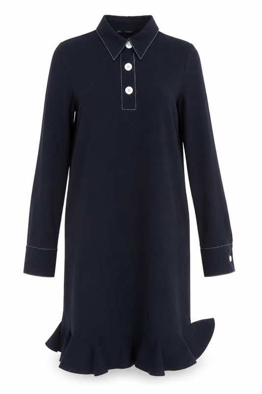 Marks and Spencer Womens Blue Polyester Shirt Dress Size 8 Collared Button