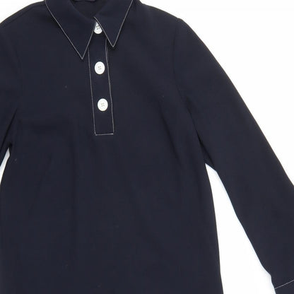 Marks and Spencer Womens Blue Polyester Shirt Dress Size 8 Collared Button