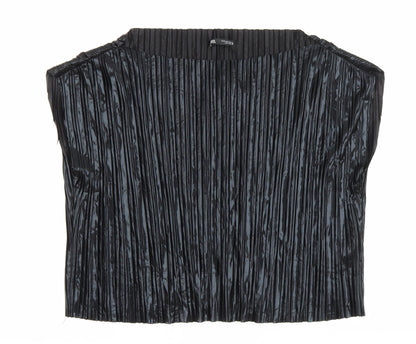 Zara Womens Black Polyester Basic Blouse Size M Boat Neck