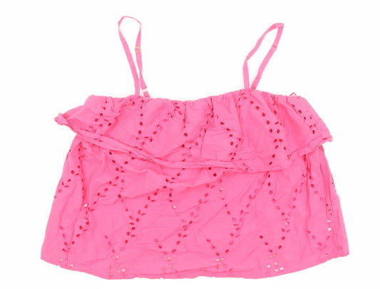 F&F Womens Orange Geometric Cotton Cropped Tank Size 14 Square Neck