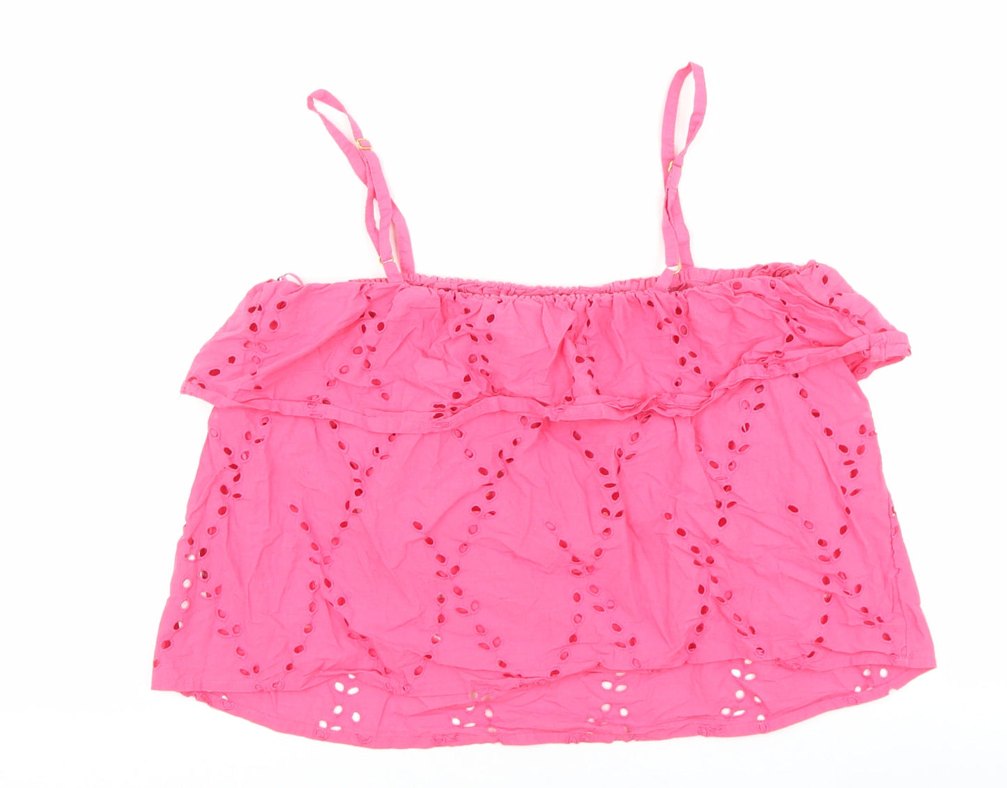 F&F Womens Orange Geometric Cotton Cropped Tank Size 14 Square Neck