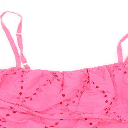 F&F Womens Orange Geometric Cotton Cropped Tank Size 14 Square Neck