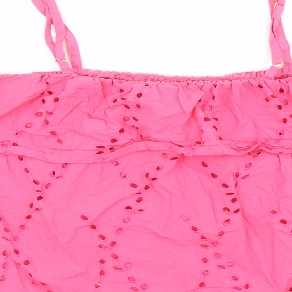 F&F Womens Orange Geometric Cotton Cropped Tank Size 14 Square Neck