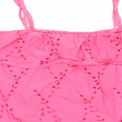 F&F Womens Orange Geometric Cotton Cropped Tank Size 14 Square Neck