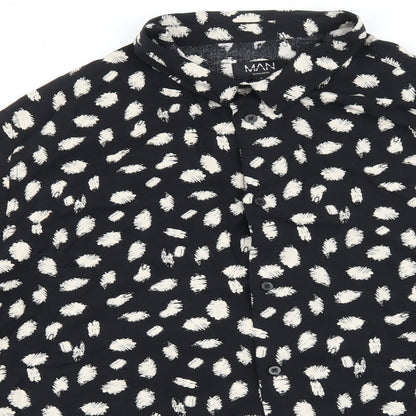 Mens UK Size 2XL Boohoo Black  Button-Up Long Sleeve Casual Shirt
