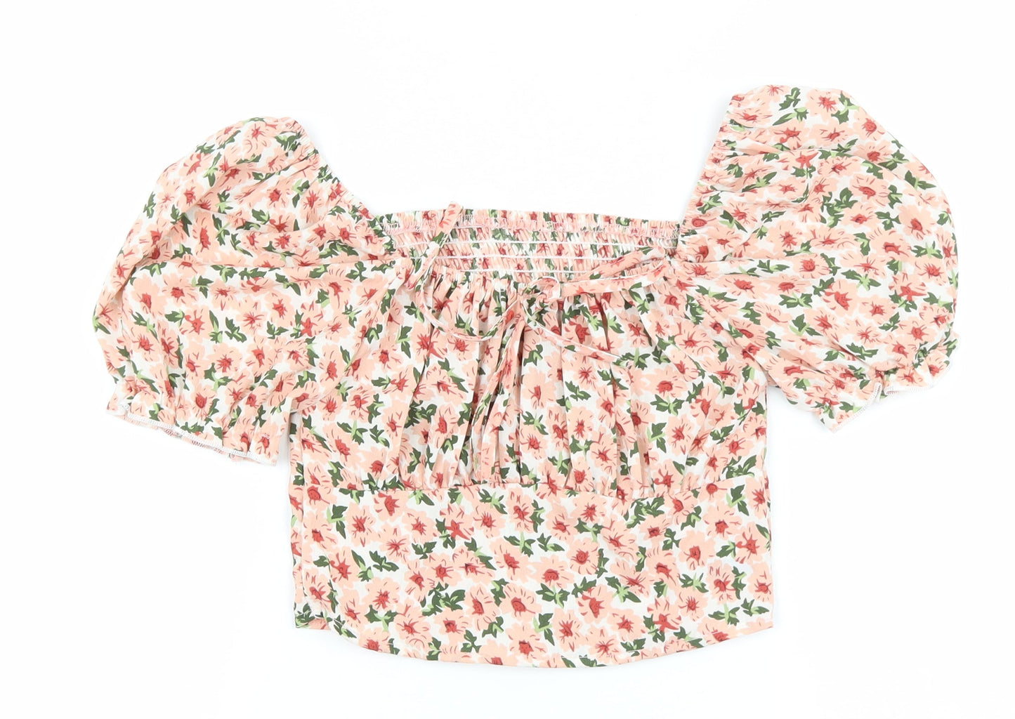 SheIn Womens Pink Polyester Cropped Blouse Size XS Boat Neck