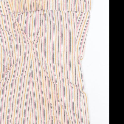 Topshop Womens Multicoloured Striped 100% Cotton Playsuit One-Piece Size 8 Button