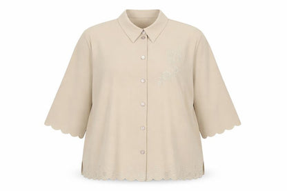 TanJay Womens Beige Polyester Basic Button-Up Size 22 Collared