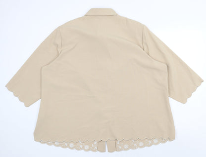 TanJay Womens Beige Polyester Basic Button-Up Size 22 Collared