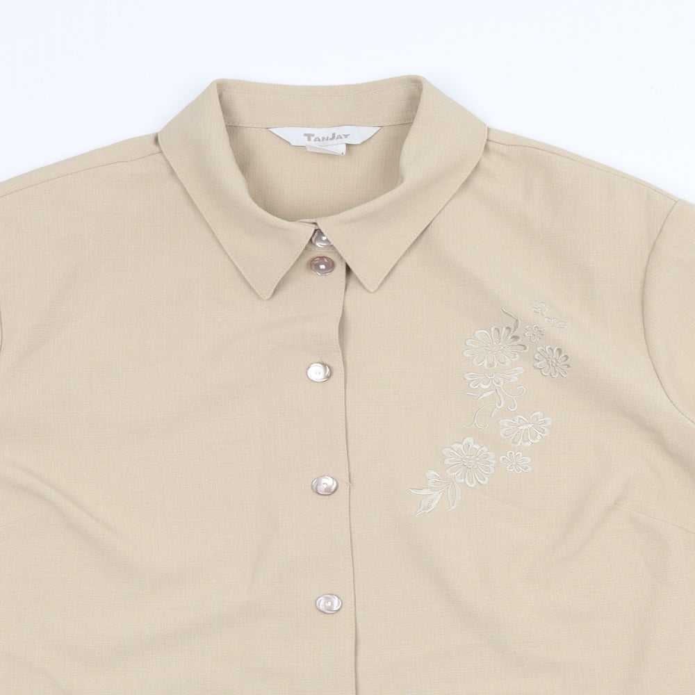 TanJay Womens Beige Polyester Basic Button-Up Size 22 Collared