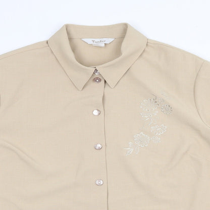 TanJay Womens Beige Polyester Basic Button-Up Size 22 Collared