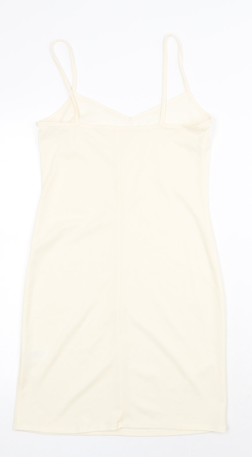 Primark Womens Beige Polyester Slip Dress Size 4 V-Neck Pullover