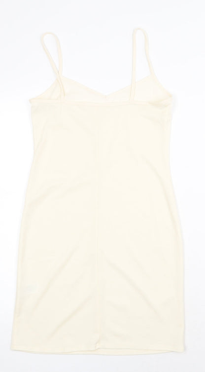 Primark Womens Beige Polyester Slip Dress Size 4 V-Neck Pullover